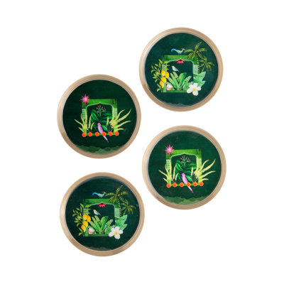 Emerald Oasis Metal Coaster Set