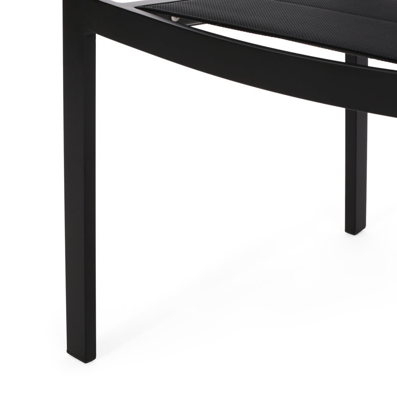 Modern Black Dining Chair - Aluminum, Mesh Seating, , 22" X 23" 33.89 Chair, Weather Resistance, Seat,