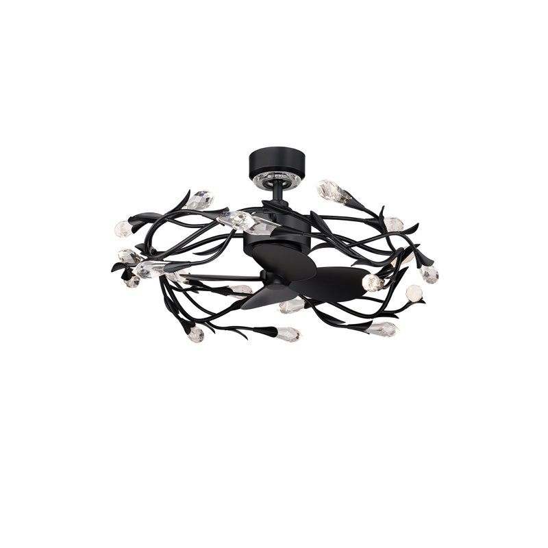 Secret Garden 20 Light Crystal LED Fandelier, Black