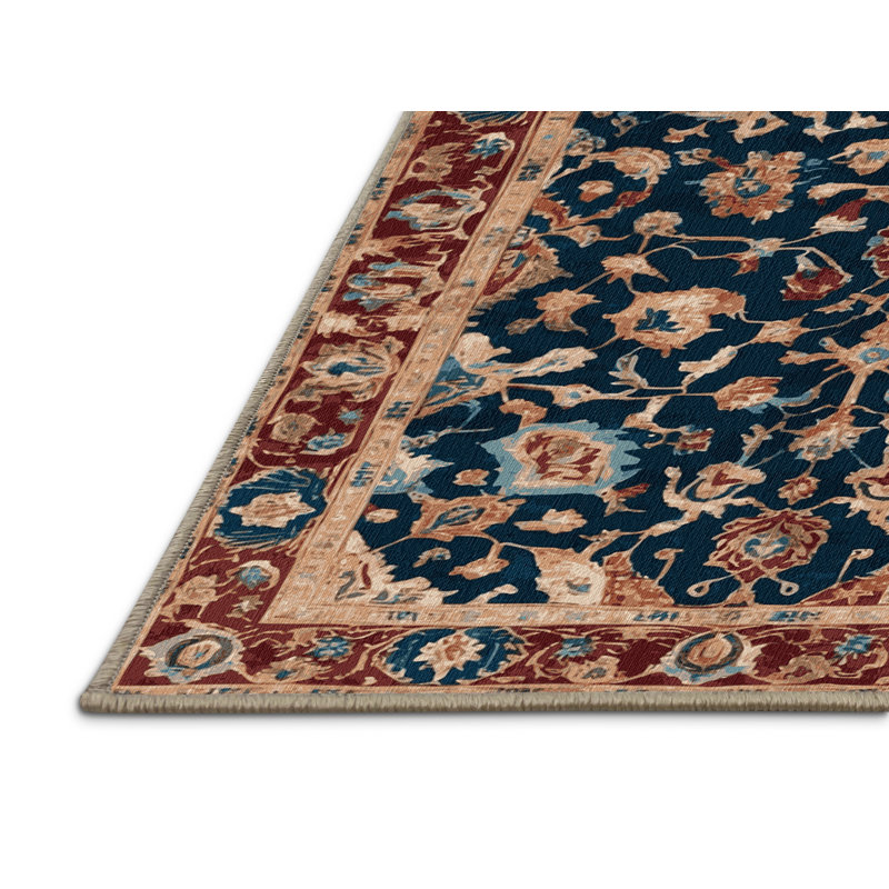 Tapis brun Tabriz lavable à la machine, Rond 5 pi