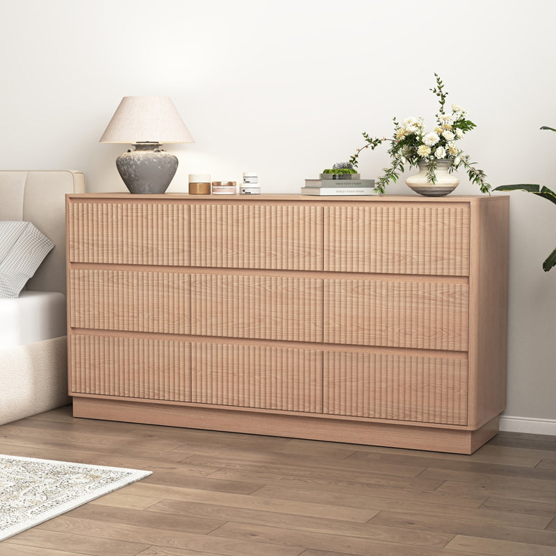 Commode 9 tiroirs Modern Modern, Naturel