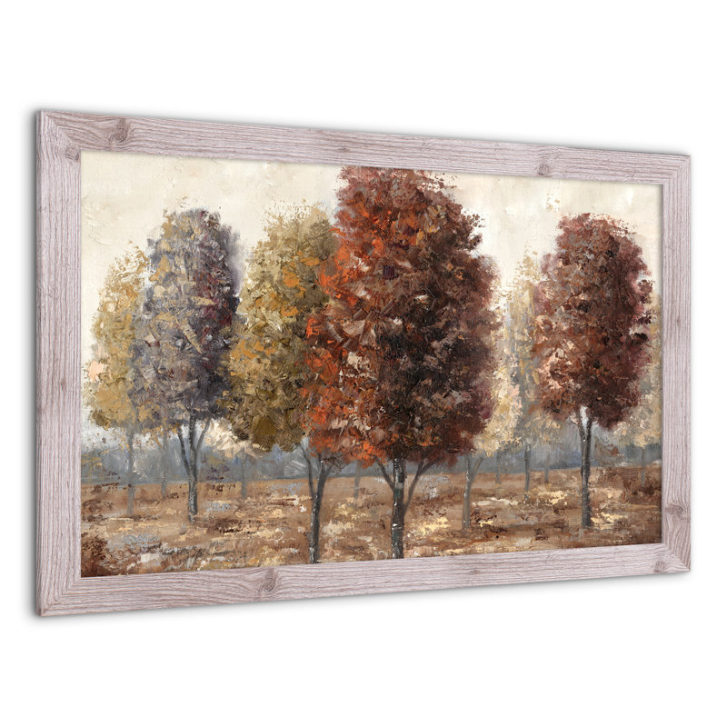 Spice Tone Trees - Peinture, H 24 po x l 36 po x P 0,75 po, Cadre photo blanc en acrylique