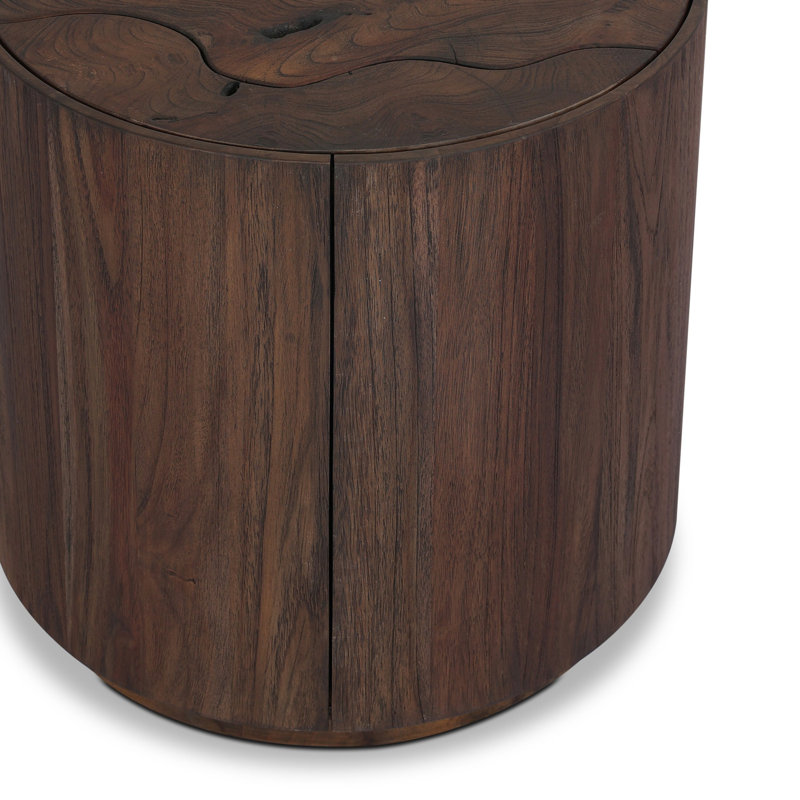 Ridge Outdoor End Table-Stained Saddle Brown
