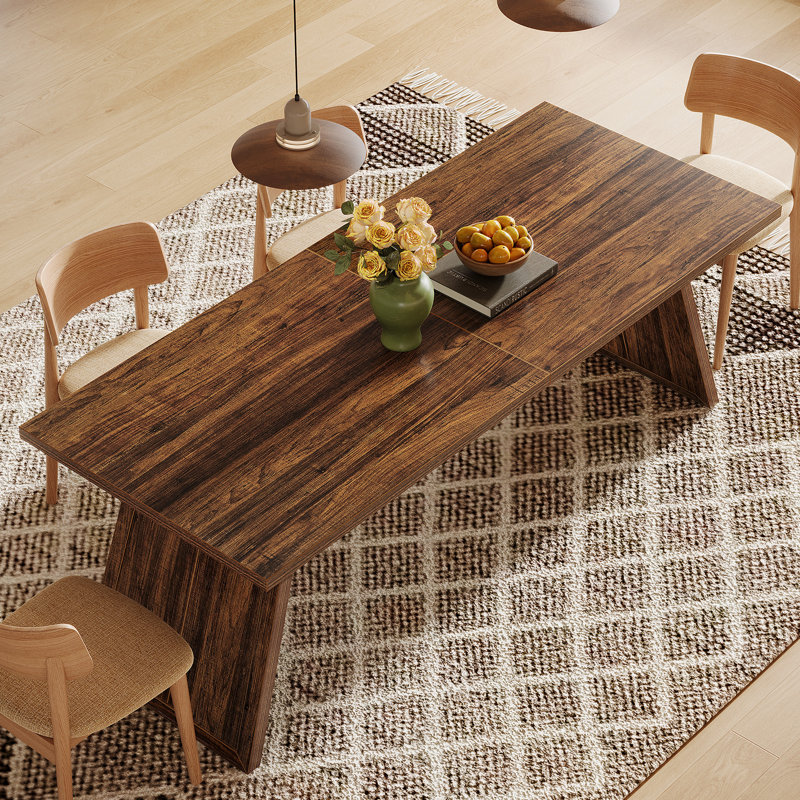Farmhouse Dining Table For 6 People, 70.87" Rectangular Wooden Kitchen Table For Dining Room, Living Room