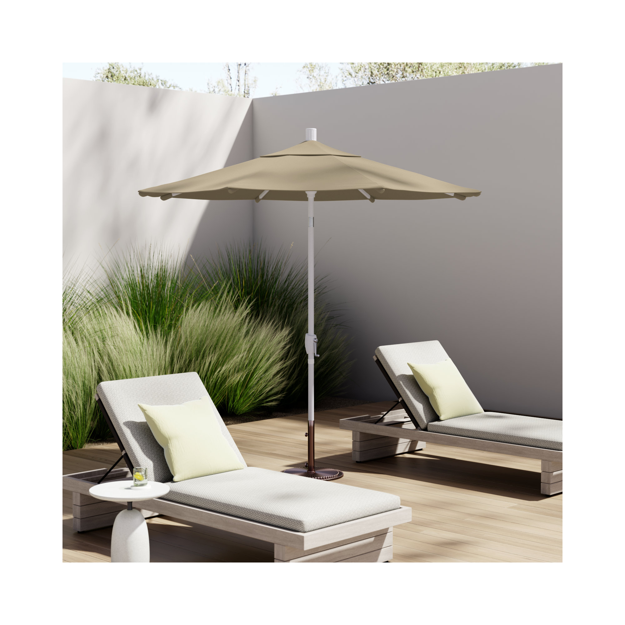90'' Outdoor Umbrella, White, Antique Beige, Pacifica