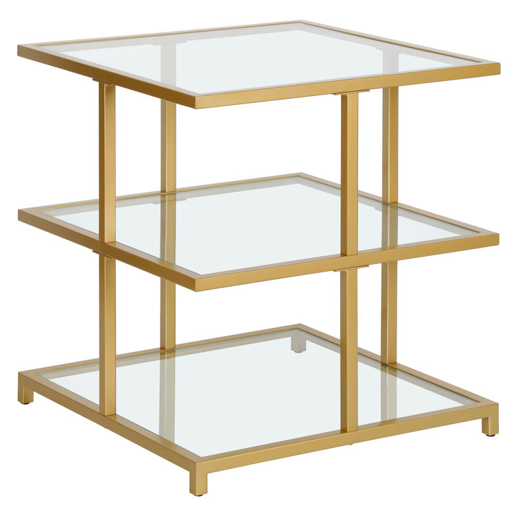 Table d'appoint carrée large en laiton Greenwich 22 po