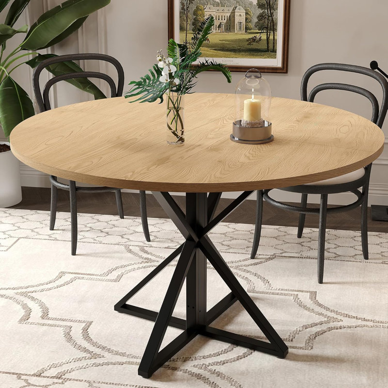Table de salle à manger ronde pour 4, table de salle à manger 47 ", table circulaire, table de salle à manger, Bois naturel