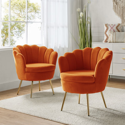 Fauteuil demi-tonneau en velours 30 po Hendrix