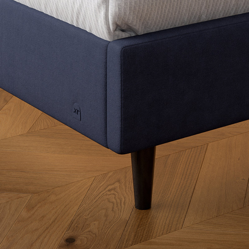 XR Living Maisie Fabric Bed Frame with LED Lighting, Navy, Kingsize (5')