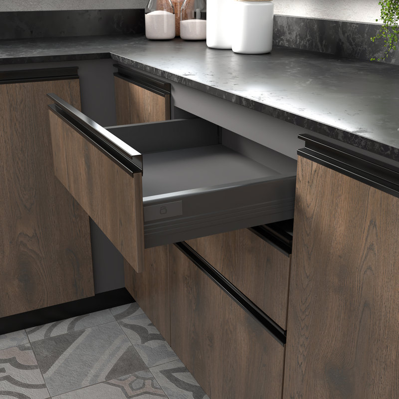 Glissière de tiroir en métal pleine extension à fermeture latérale 1 po, gris, H 4,33 po x l 1 po x P 18 po