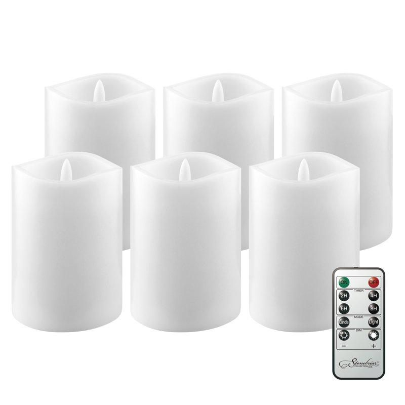 Ensemble de bougies pilier 6 pièces Jhara, Blanc, H 4 po x l 3 po x P 3 po