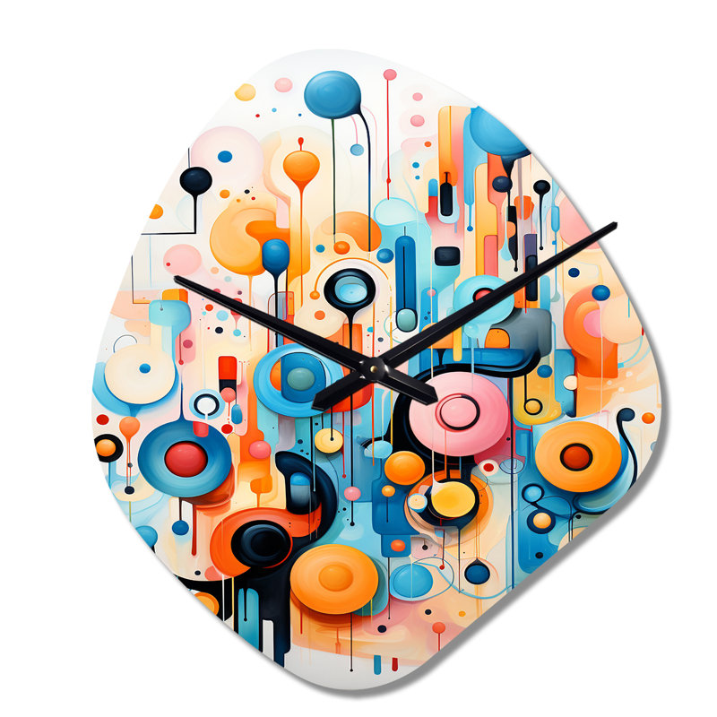 «Colorful Line Art Whimsical Doodles», horloge asymétrique en métal, impression d'horloge murale moderne, Petit