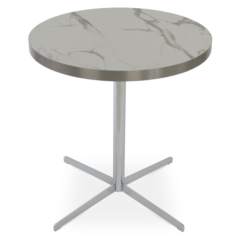 Table de salle à manger Diana, L 27 po x L 27 po, Chrome, Blanc