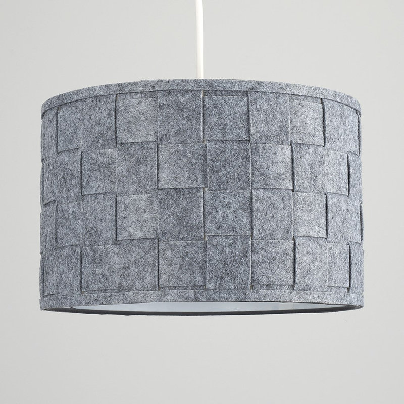 Monza 20cm H Cotton Drum Pendant Shade ( Clip On ) in Grey