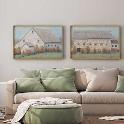 Ensemble de 2 reproductions 24 "x 36" Farmstead Memories dans un cadre