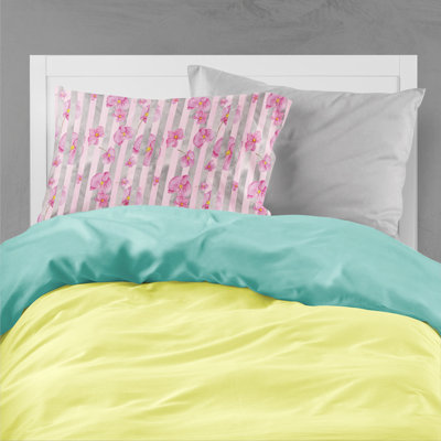 Taie d’oreiller rayures floral aquarelle