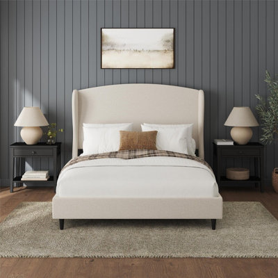 Mikala Wingback Platform Bed Frame