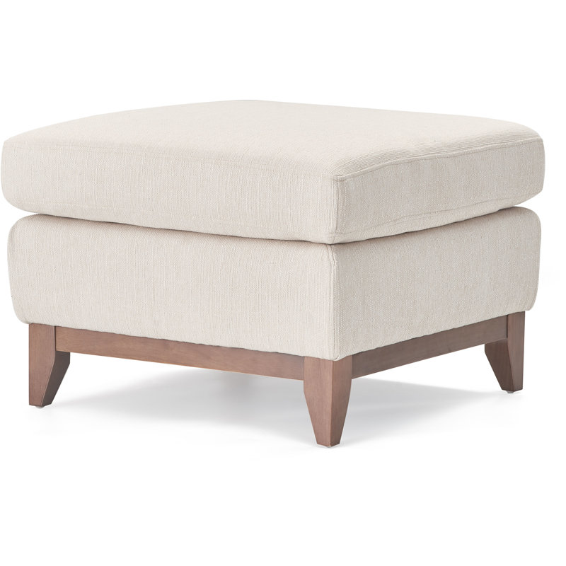 Maxwell Ivory Square Ottoman with Light Wood Legs