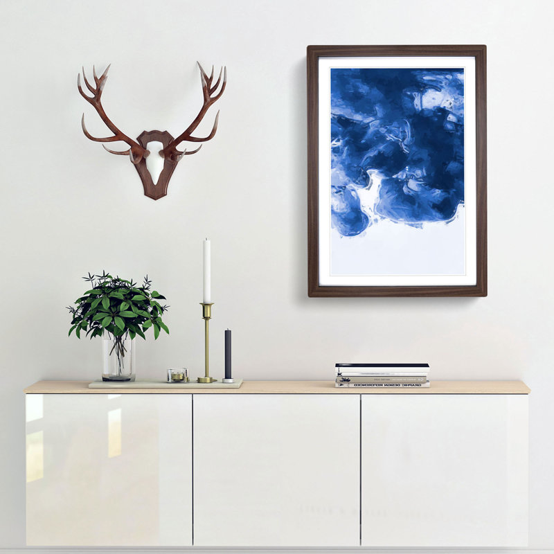 Velvet Blue in Abstract - Framed Print, Walnut, 76cm H x 50cm W x 2cm D