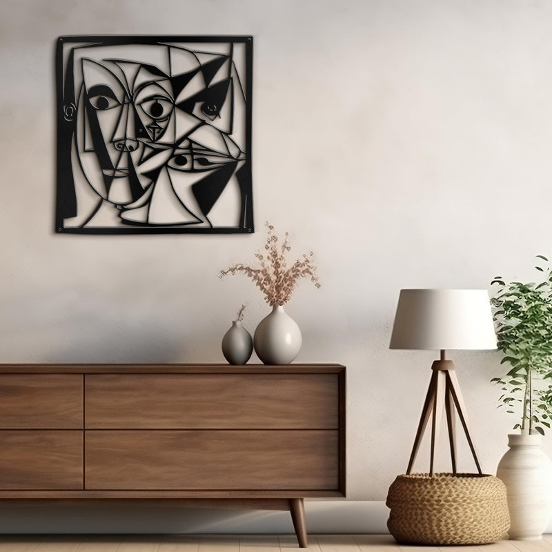 Décoration murale en métal, H 24 po x l 24 po x P 0,05 po, Noir