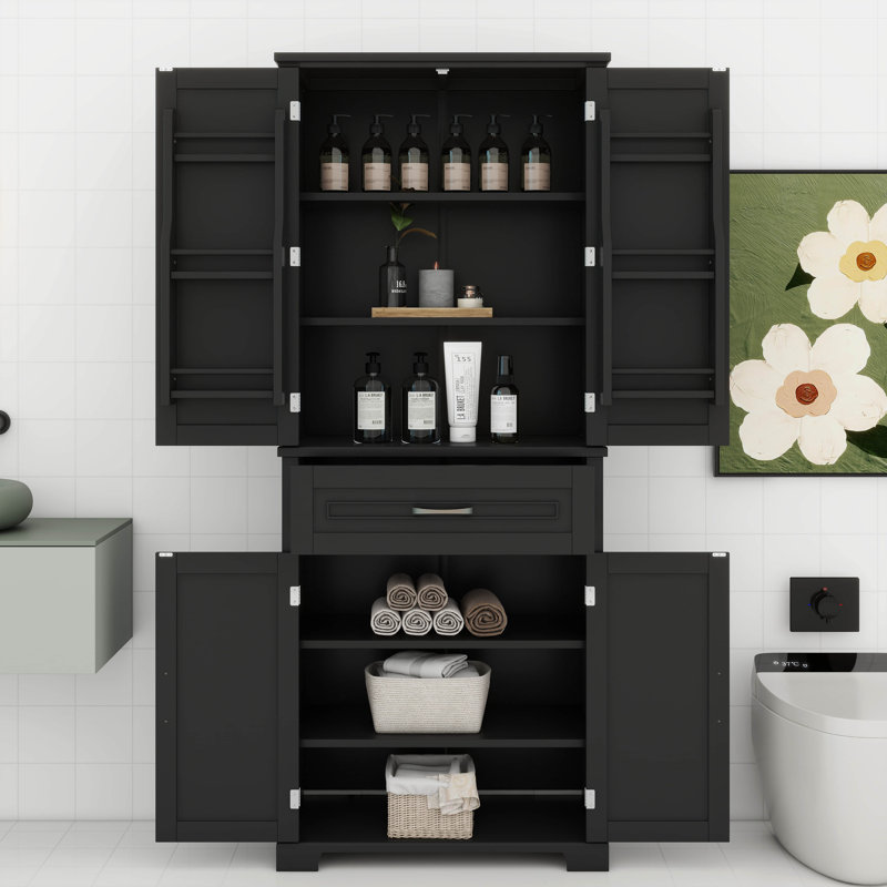 Armoire de rangement de 72 po de hauteur, garde-manger de ferme avec tablettes et tiroir, armoire de salle de bain, plusieurs espaces de rangement