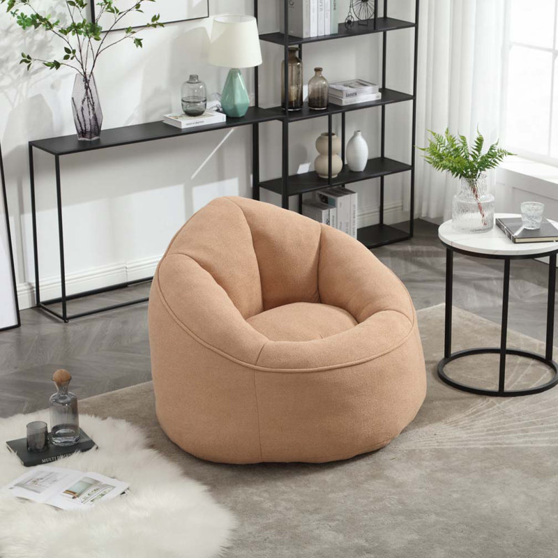 Fauteuil à billes rembourré avec repose-pieds, Tanné