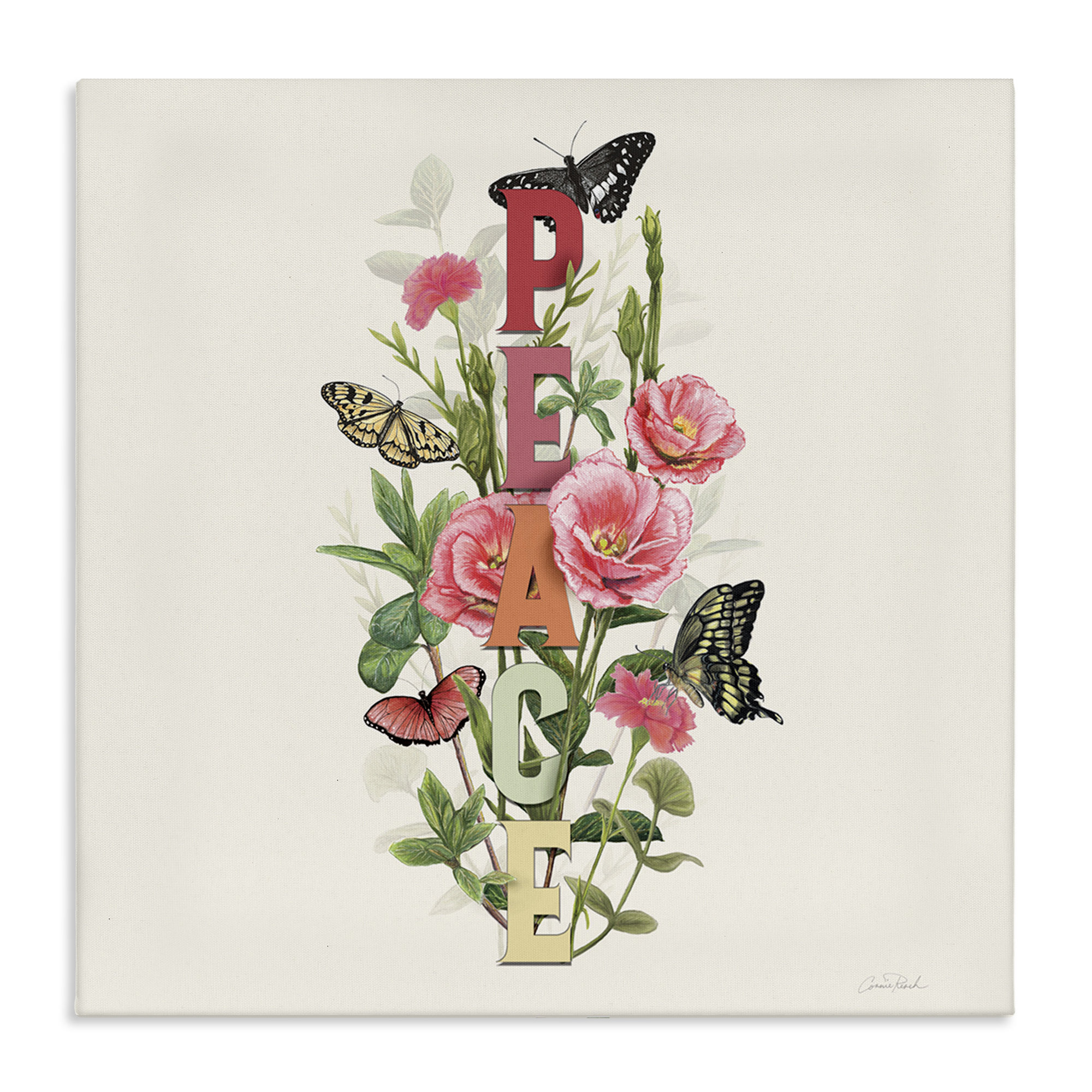 August Grove® Peace with Butterflies Canvas Wall Art by Connie Resch ...