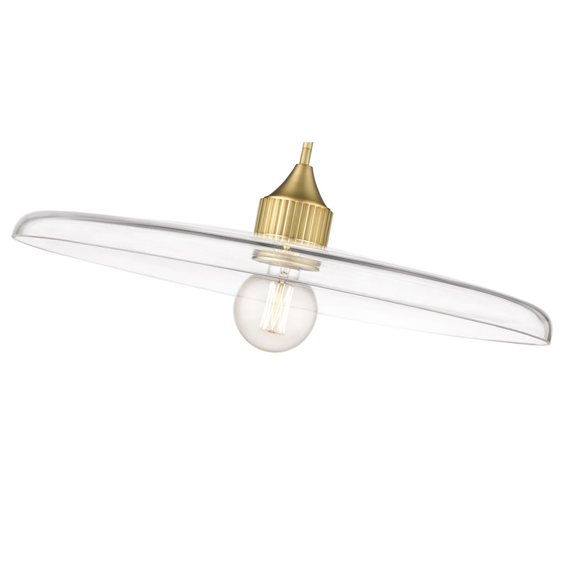 Luminaire suspendu géométrique unique à 1 lumière Jamyla, H 6,75 po x l 24 po x P 24 po, Transparent, Laiton vieilli
