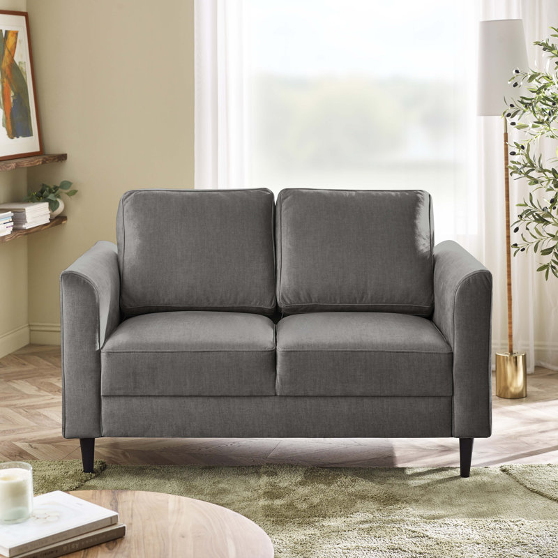 Logi Fabric Seater Sofa - Upholstered Modern Minimalist Boxy Style, 2, Grey