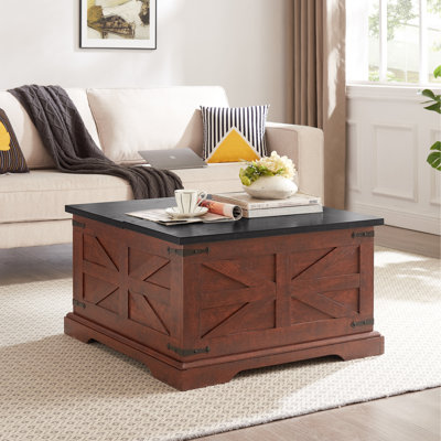 Farmhouse Coffee Table & End Table Barn design Center Table Rustic Cocktail Table with Hinged Lift Top and End Table -  August Grove®, 08DFE31756CF4C25A51D27339A656B8E