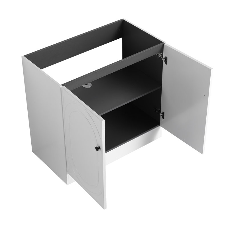 Meuble-lavabo autoportant de 36 po avec lavabo et porte en résine blanche - addition d'un lavabo moderne avec option élégante