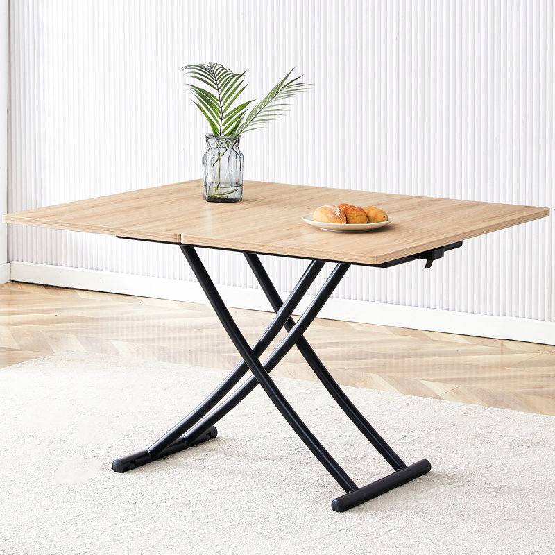 Modern Lift Desk With 0.8-Inch Tabletop - Black Metal Legs Adjustable For Office And Dressing 10055 Legged Minimalist Table 18.3 To 29 Inches Height Foldable Combined Flexible Lifting Platform Easy