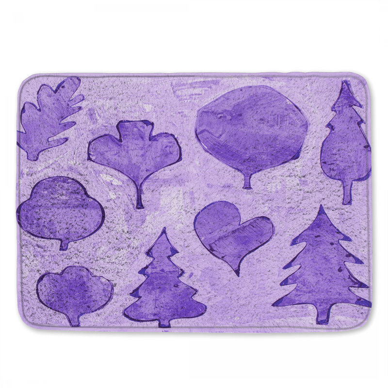 Tapis de bain mauve en forme d'arbre, L 34 po x L 21 po