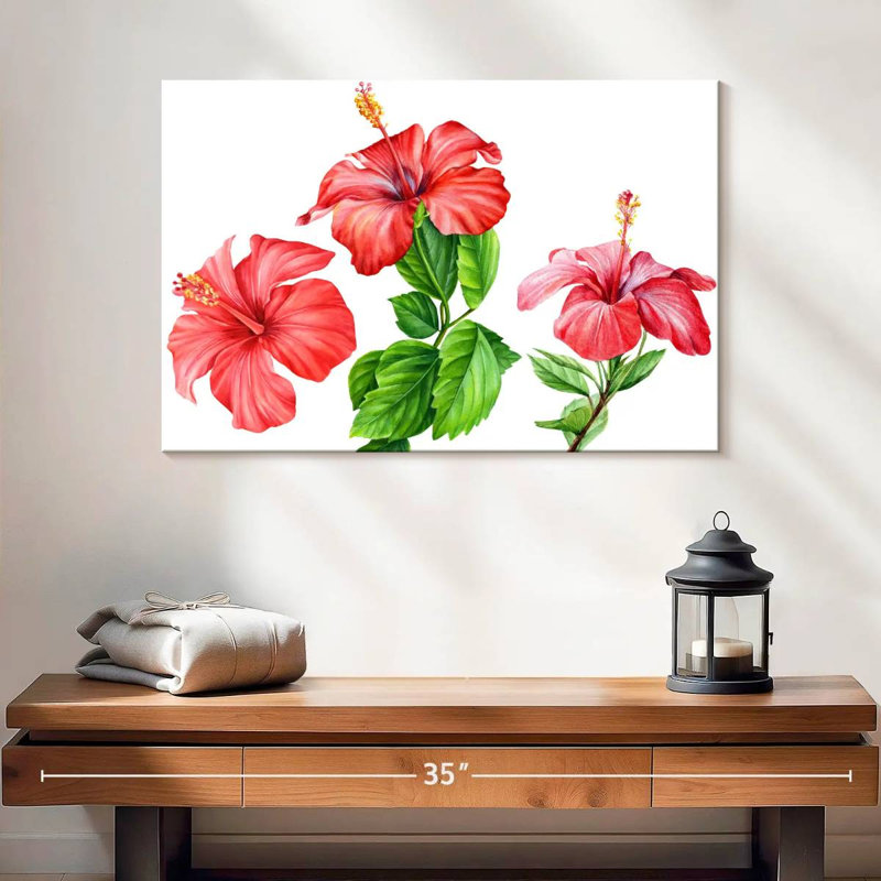Harnek, fleurs d'hibiscus, aquarelle, H 16 po x l 24 po