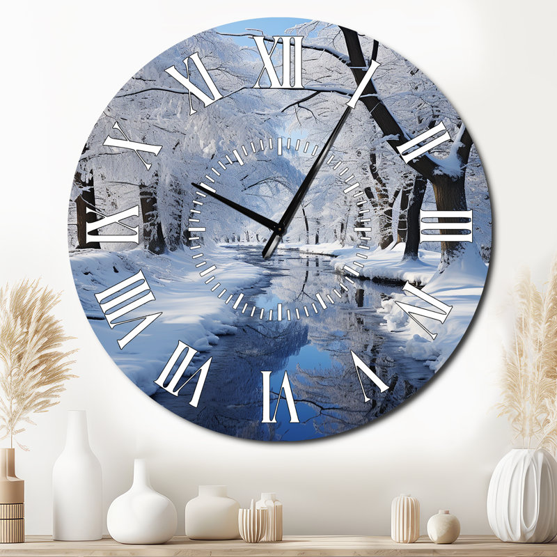 Horloge murale Winter Winter Snowy Serenity II - Paysages, Surdimensionné