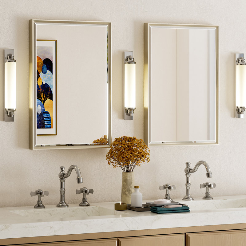 Miroir de salle de bain mural Lohoski, Nickel brossé, 24" x 16"