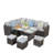 7 Piece  Wicker Outdoor Dining Set,  9-Seat  Outdoor Sectional Gray Cushions Sofa With Ottomans & Dining Table For Porch Backyard Garden-344764755
