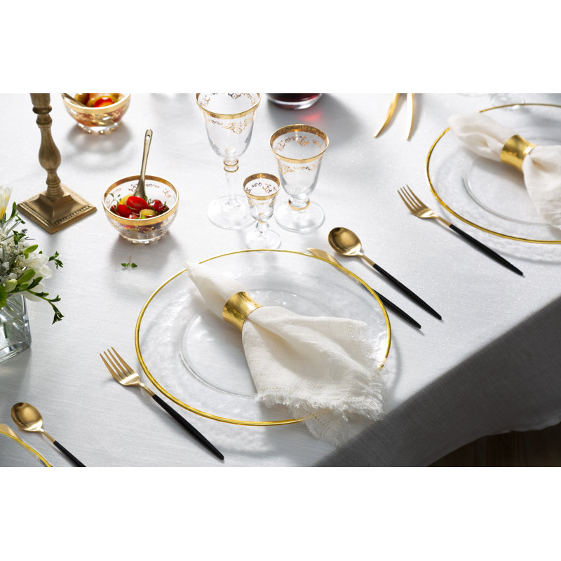 Knotts Glass- Charger, Gold/White