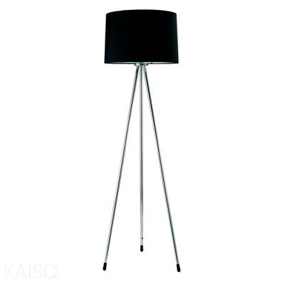 59" Tall Metal Floor Lamp With Black Finish, Contemporary Design