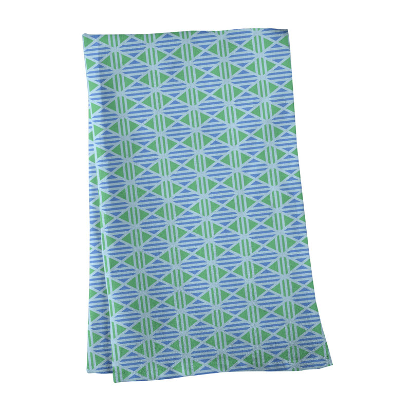 Serviette de thé à losanges doublés Mcguigan, Polyester sergé, Bleu / vert