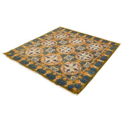 Casjen One-of-a-Kind 8'3" X 8'6" New Age Wool Area Rug in Olive