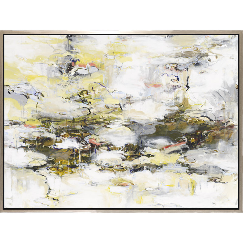 Étang au coucher du soleil - peinture sur toile à cadre flottant