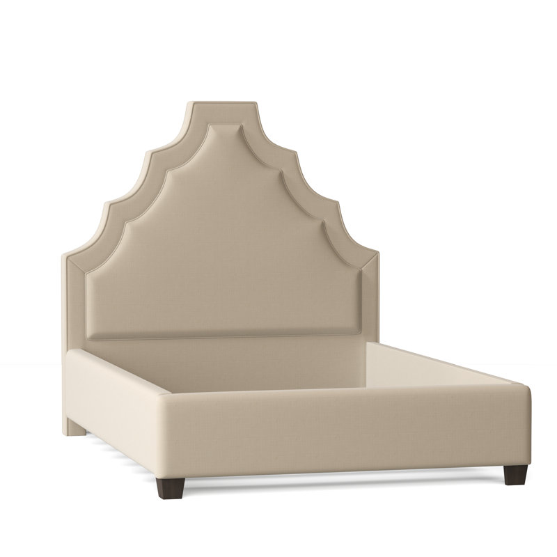 Lit plateforme tapissier Lexi, Grand, Vanille Metrolinen, Espresso