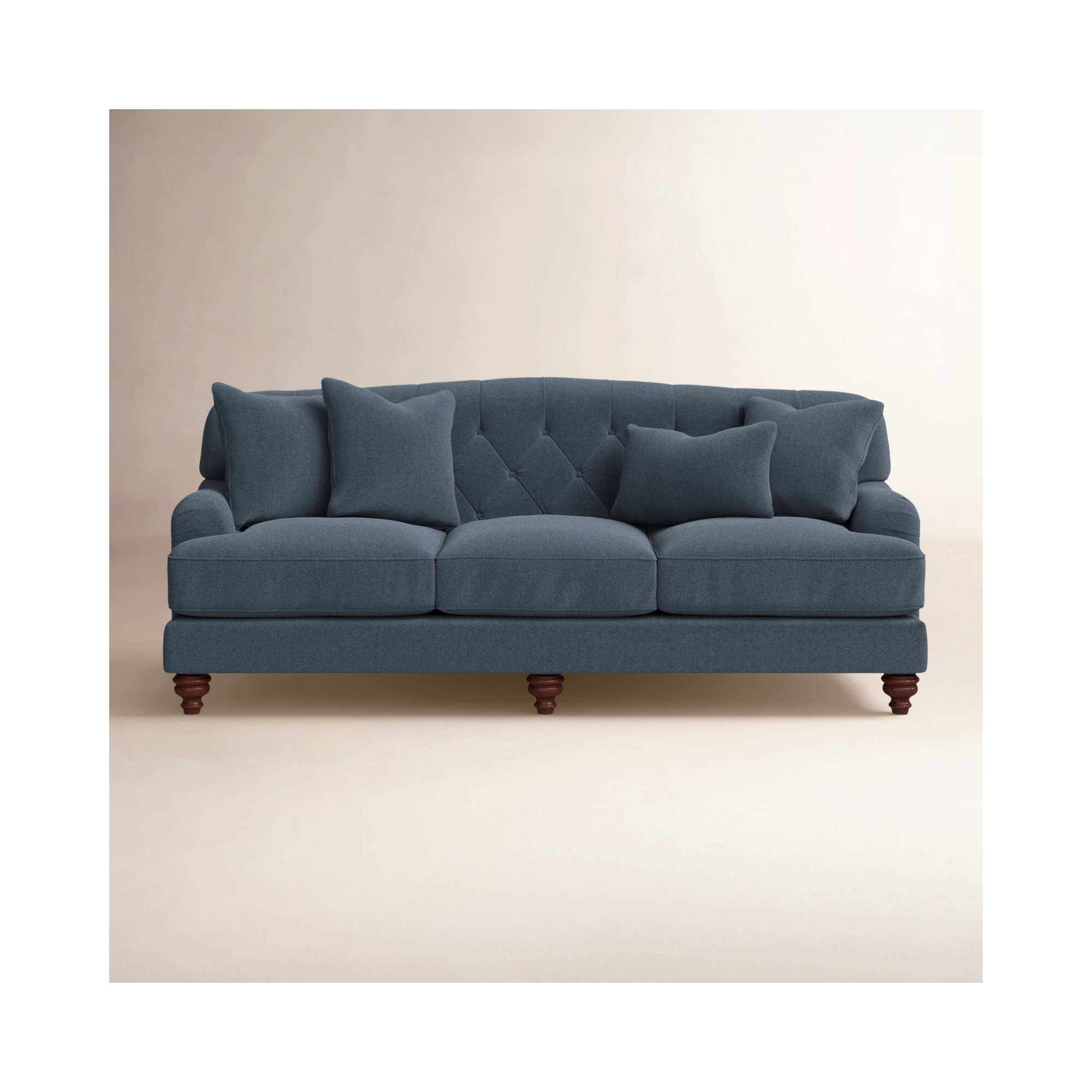 Sullivan 90'' Upholstered Sofa, Anello 22 Navy Performance Twill, No, Pecan