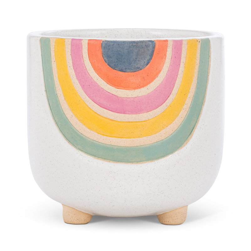 Rainbow Pattern With Legs Planter, 5.5" H x 5.5" W x 5.5" D