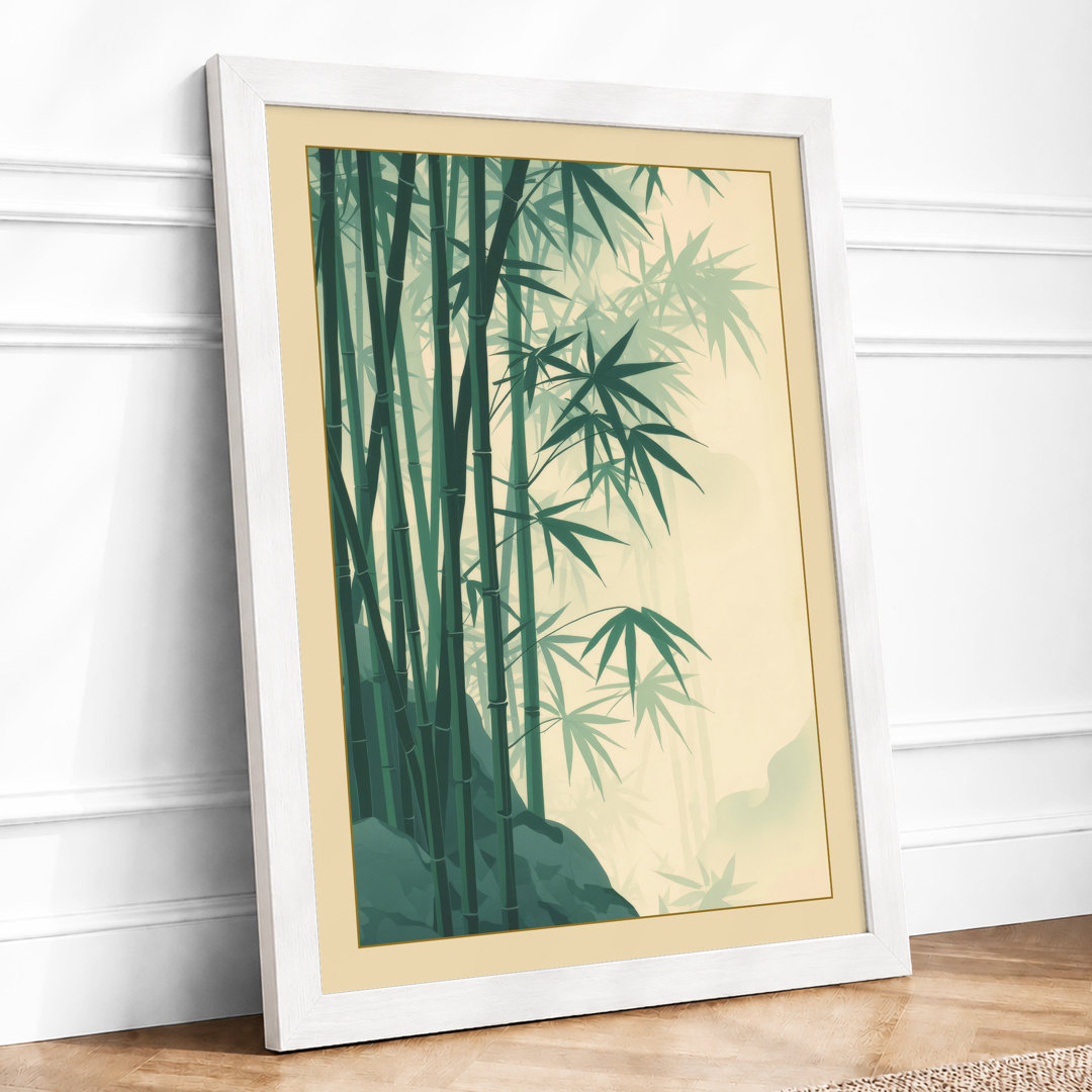 Misty Bamboo Grove Japandi - Framed Print