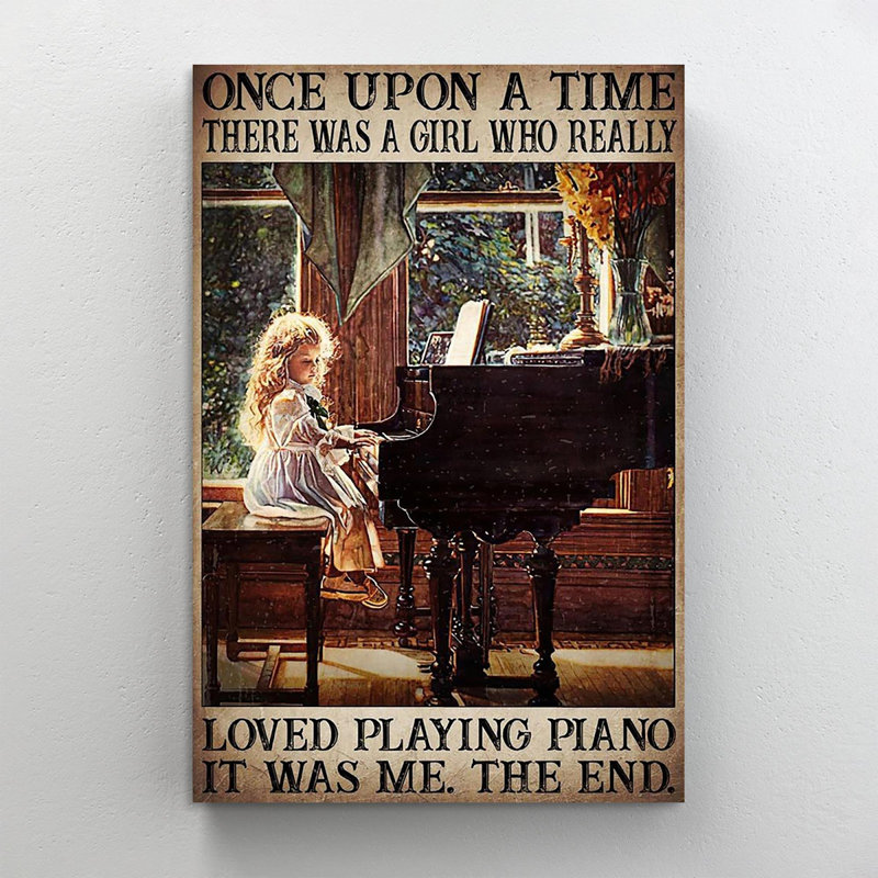 «L légendaire jouant du piano, petite fille», impression sur toile tendue, H 14 po x l 11 po x P 1,25 po