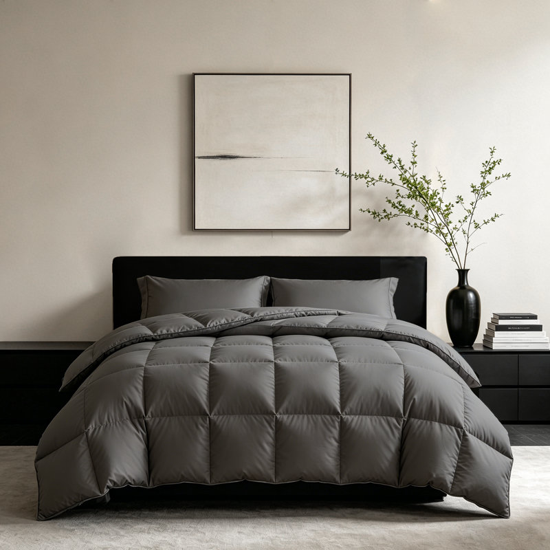 Goose Down Feather Comforter – Hypoallergenic, 100% Cotton Cover, Hotel Luxury All-Season Duvet Insert, Oversized King