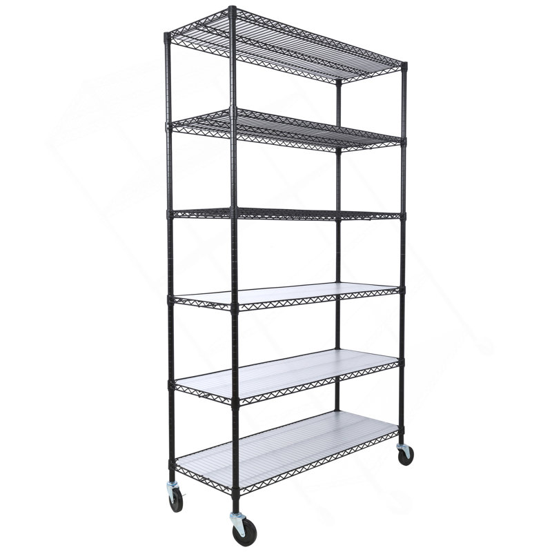 Étagère en métal à 6 niveaux avec capacité de 6 000 lb NSF, Black