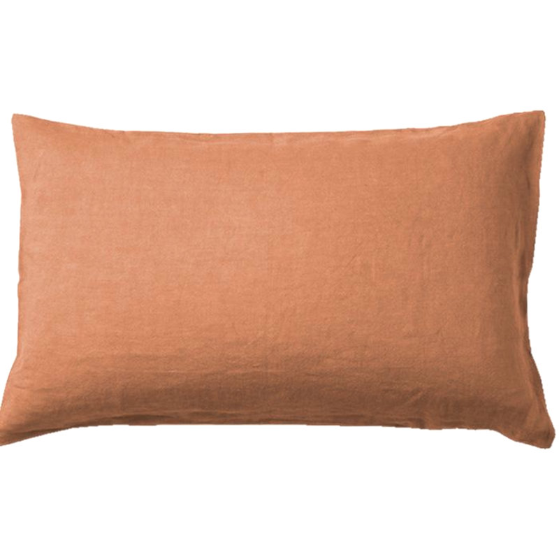 Ensemble de housse de couette en lin 3 pièces , Housse de couette double / double + 2 taies d'orei, Terre cuite